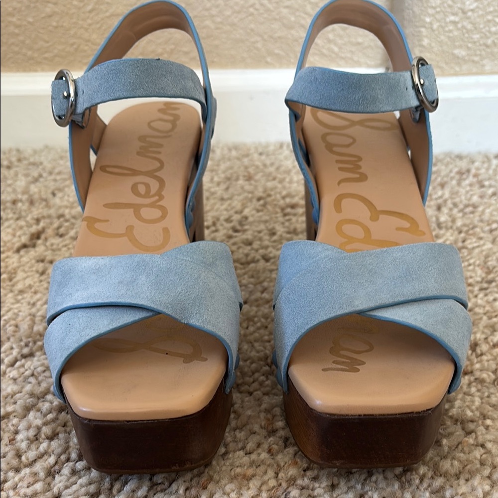 Sam Edelman Blue Platform Sandals with Ankle Strap